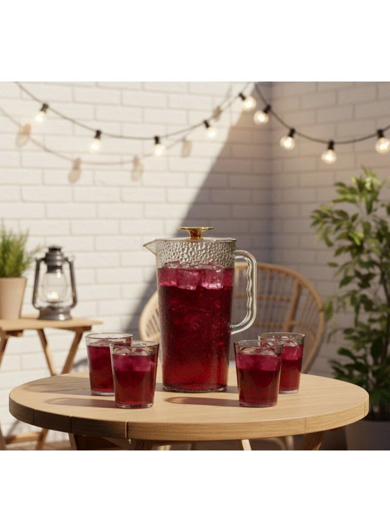 2L Water Jug Acrylic Pitcher with 4 Cups Large Capacity with Lid Handle Break-Proof Set for Cold Beverages Juice Milk - Image 2